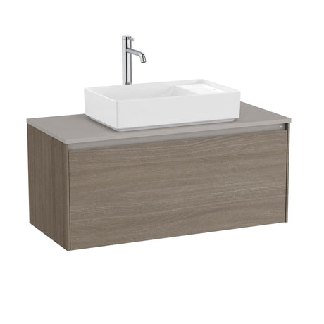 Roca Wall Mounted Vanity Unit Dark Elm Roca Ona 1000mm Wall Mounted One Drawer Vanity Unit with Countertop