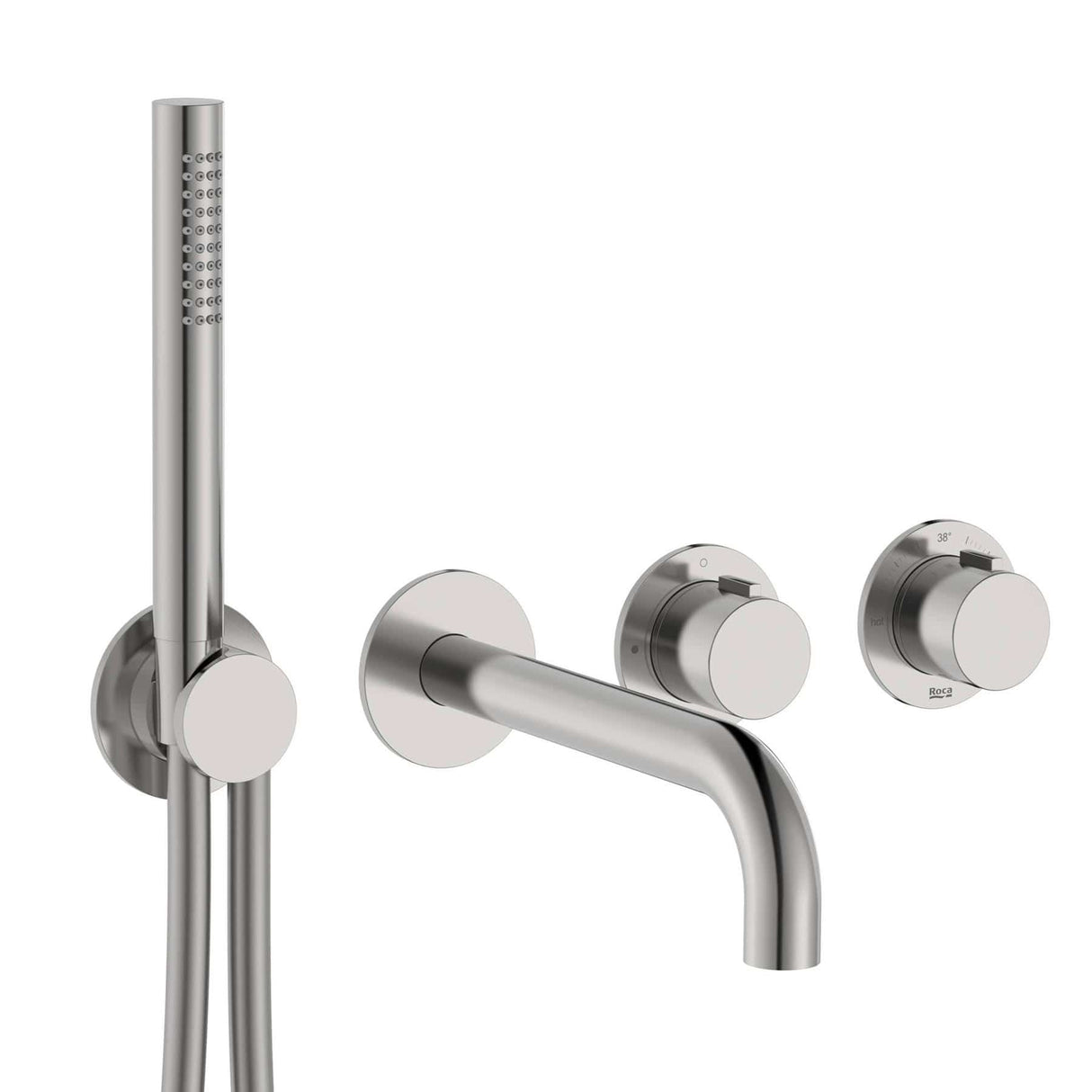 Roca Concealed Shower Set Roca T-Multi Thermostatic Concealed Shower Valve with Pencil Handset, Holder, Hose and Bath Spout