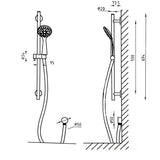 TED Shower Riser Rail TED Round Riser Rail Shower Kit with Handset and Wall Outlet