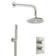 Crosswater Concealed Shower Set Brushed Stainless Steel Effect / 200mm Shower Head Crosswater MPRO 2 Outlet 2 Handle Thermostatic Shower Valve with Kit