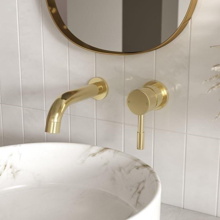 Aquarius Wall Mounted Basin Tap Brushed Brass Aquarius Zanelli Wall Mounted Basin Mixer Tap