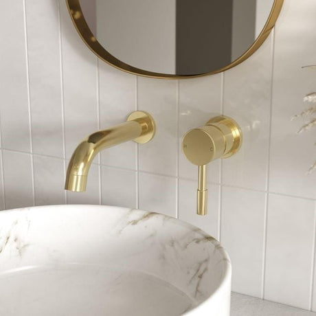 Aquarius Wall Mounted Basin Tap Brushed Brass Aquarius Zanelli Wall Mounted Basin Mixer Tap