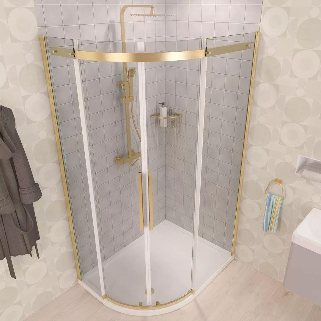 Eastbrook Quadrant Shower Enclosure Eastbrook Corniche 2000 8mm Quadrant Shower Enclosure 900 x 800mm in Brushed Brass