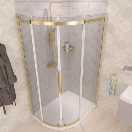 Eastbrook Quadrant Shower Enclosure Eastbrook Corniche 2000 8mm Quadrant Shower Enclosure 900 x 800mm in Brushed Brass