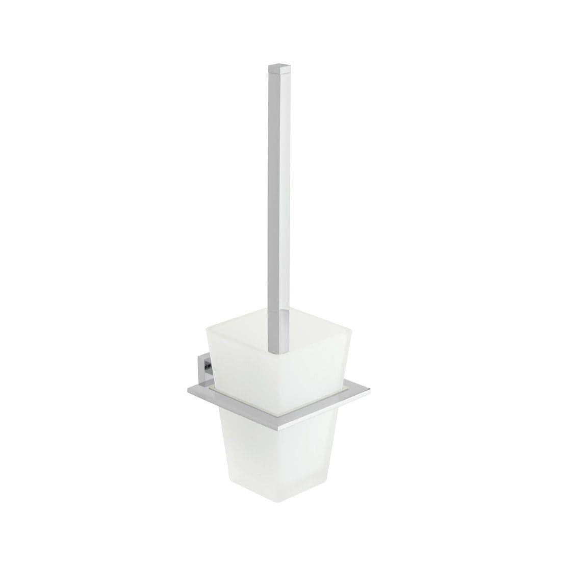 VADO Toilet Brush Vado Level Toilet Brush And Frosted Glass Holder in Chrome