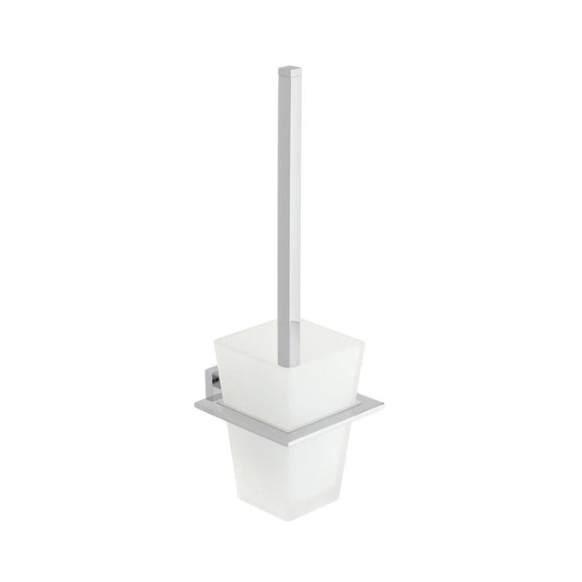 VADO Toilet Brush Vado Level Toilet Brush And Frosted Glass Holder in Chrome