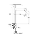 Flova Mono Basin Tap Flova Moonlight Tall Basin Mixer Tap with Clicker Waste in Brushed Brass