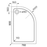 Aquarius Bathrooms Quadrant Shower Tray 900x760mm / Right Handed Aquarius Urbano 45mm Offset Quadrant Stone Resin Anti Slip Shower Tray