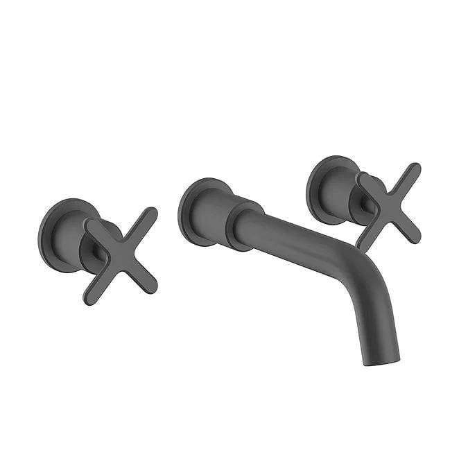 Heritage Wall Mounted Basin Tap Matt Black Heritage Salcombe 3 Hole Wall Mounted Basin Mixer Tap