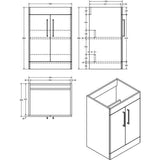 Imex Floor Standing Vanity Unit Imex Croma Floor Standing Double Door 600mm Vanity Unit with 1 Tap Hole Basin