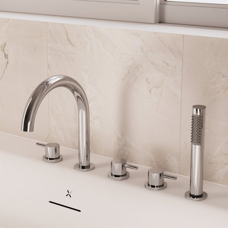 Crosswater 5 Tap Hole Bath Set Crosswater MPRO 5 Hole Bath and Shower Mixer with Shower Set in Chrome