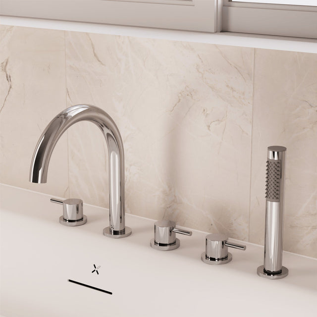 Crosswater 5 Tap Hole Bath Set Crosswater MPRO 5 Hole Bath and Shower Mixer with Shower Set in Chrome
