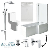 Aquarius Bathrooms Complete Bathroom Suite Right Hand Aquarius Altano Complete Bathroom Suite with 1700mm L-Shaped Bath, Toilet, Basin, Shower & Taps