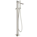 Clearwater Freestanding Bath Filler Brushed Metallic Clearwater Varda Floor Standing Bath Shower Mixer with Shower Kit