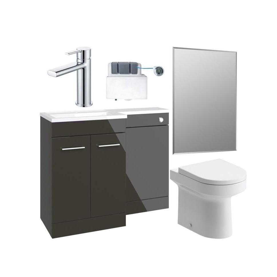 Aquarius Vanity Unit Suite Anthracite Gloss / Left Hand Aquarius Urbano Premium 1000mm Vanity Unit  Suite (with Back to Wall Toilet)