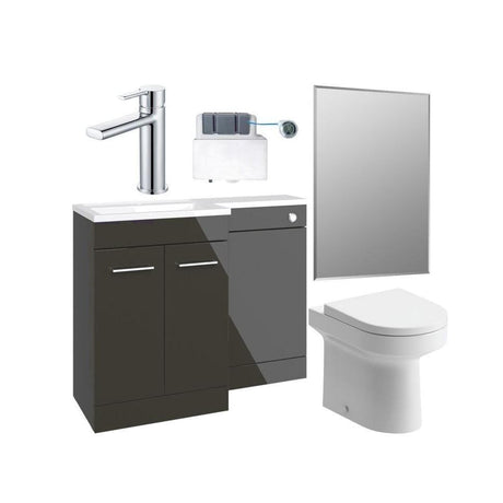 Aquarius Vanity Unit Suite Anthracite Gloss / Left Hand Aquarius Urbano Premium 1000mm Vanity Unit  Suite (with Back to Wall Toilet)
