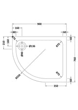 Aquarius Bathrooms Quadrant Shower Tray 900x760mm / Left Handed Aquarius Urbano 45mm Offset Quadrant Stone Resin Anti Slip Shower Tray