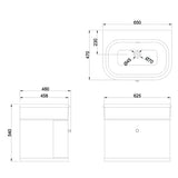 Burlington Wall Mounted Vanity Unit Burlington Chalfont 650mm Wall Mounted Single Drawer Vanity Unit with Basin