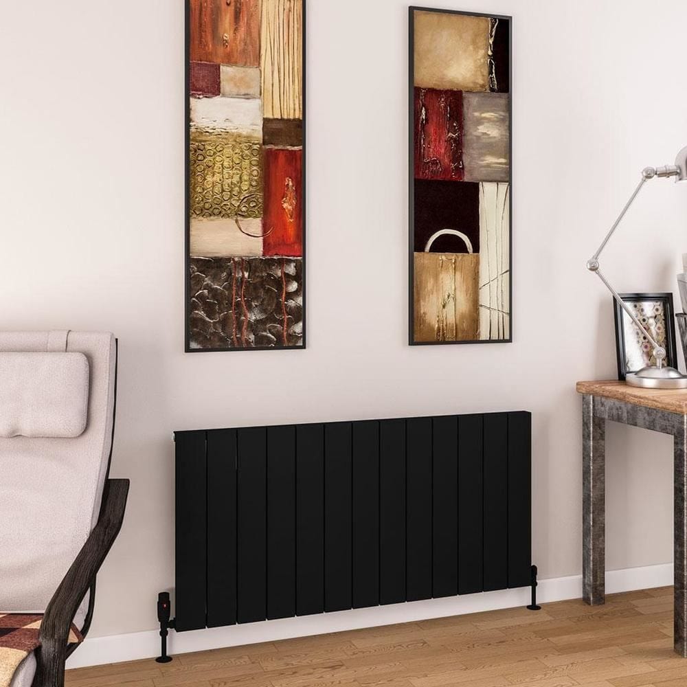 Eastbrook Panel Radiator 600 x 1230 / Central Heating Eastbrook Charlton Horizontal Aluminium Designer Radiator in Matt Black