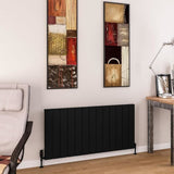 Eastbrook Panel Radiator 600 x 1230 / Central Heating Eastbrook Charlton Horizontal Aluminium Designer Radiator in Matt Black