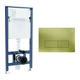 Crosswater Wall Hung WC Frame MPRO Steel Plate in Brushed Brass Crosswater 1.12m Dual Flush WC Support Frame Set with Flush Plate