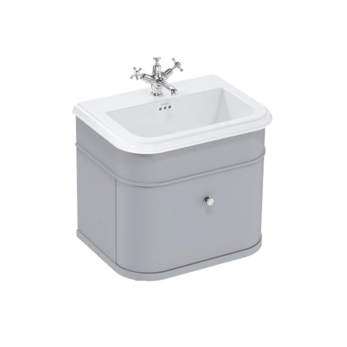 Burlington Wall Mounted Vanity Unit Classic Grey / Ceramic Basin - 1 Tap Hole / Chrome Burlington Chalfont 650mm Wall Mounted Single Drawer Vanity Unit with Basin