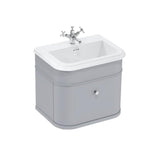 Burlington Wall Mounted Vanity Unit Classic Grey / Ceramic Basin - 1 Tap Hole / Chrome Burlington Chalfont 650mm Wall Mounted Single Drawer Vanity Unit with Basin