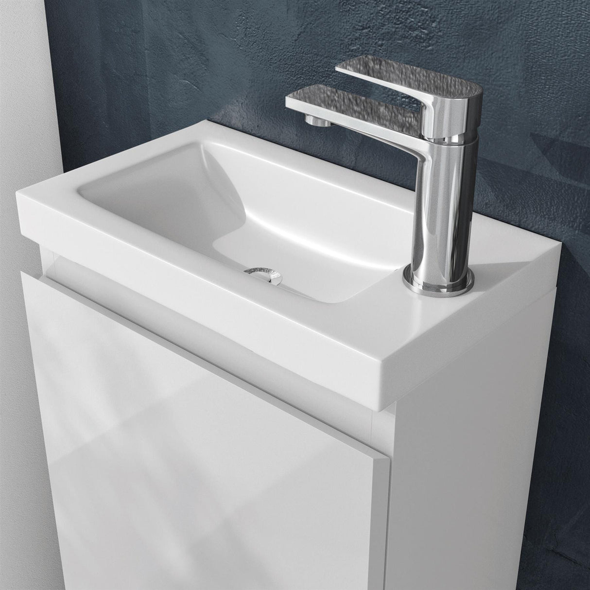 Aquarius Bathrooms Floor Standing Vanity Unit Aquarius Halite Waterproof Floor Standing Vanity Unit in Gloss White with 1 Tap Hole Basin