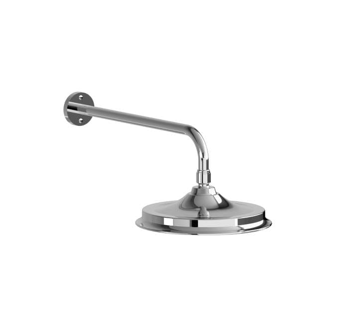 Burlington Fixed Shower Head Chrome / 9" Burlington Riviera Fixed AirBurst Shower Head with Wall Mounted Arm