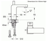 Flova Mono Basin Tap Flova Str8 Mini Basin Mixer Tap with Clicker Waste in Diamond Chrome