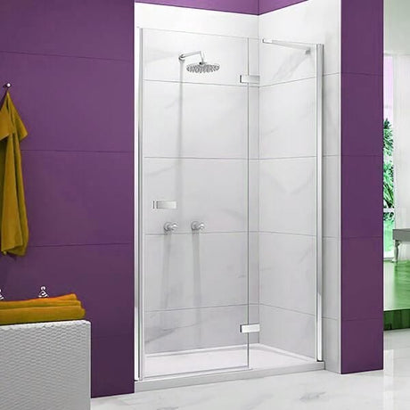 Merlyn Hinged Shower Door Chrome / 1200+ -adj (1200-1240mm) Merlyn Ionic Essence Frameless Hinged Shower Door and Inline Panel