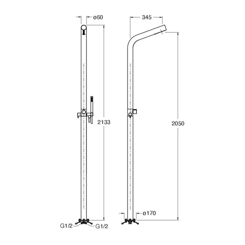 Clearwater Exposed Shower Set Clearwater 316 Stainless Steel Ixora Outdoor Shower with Handset