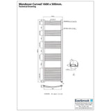 Eastbrook Ladder Rail Eastbrook Wendover Curved Vertical Heated Towel Rail in Chrome