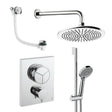 UK Bathroom Store Concealed Shower Set Chrome / Wall Arm / 300mm Crosswater Crossbox Push Shower Set 8 - 3 Outlet with Fixed Overhead Shower, Slide Rail Kit and Overflow Bath Filler Waste