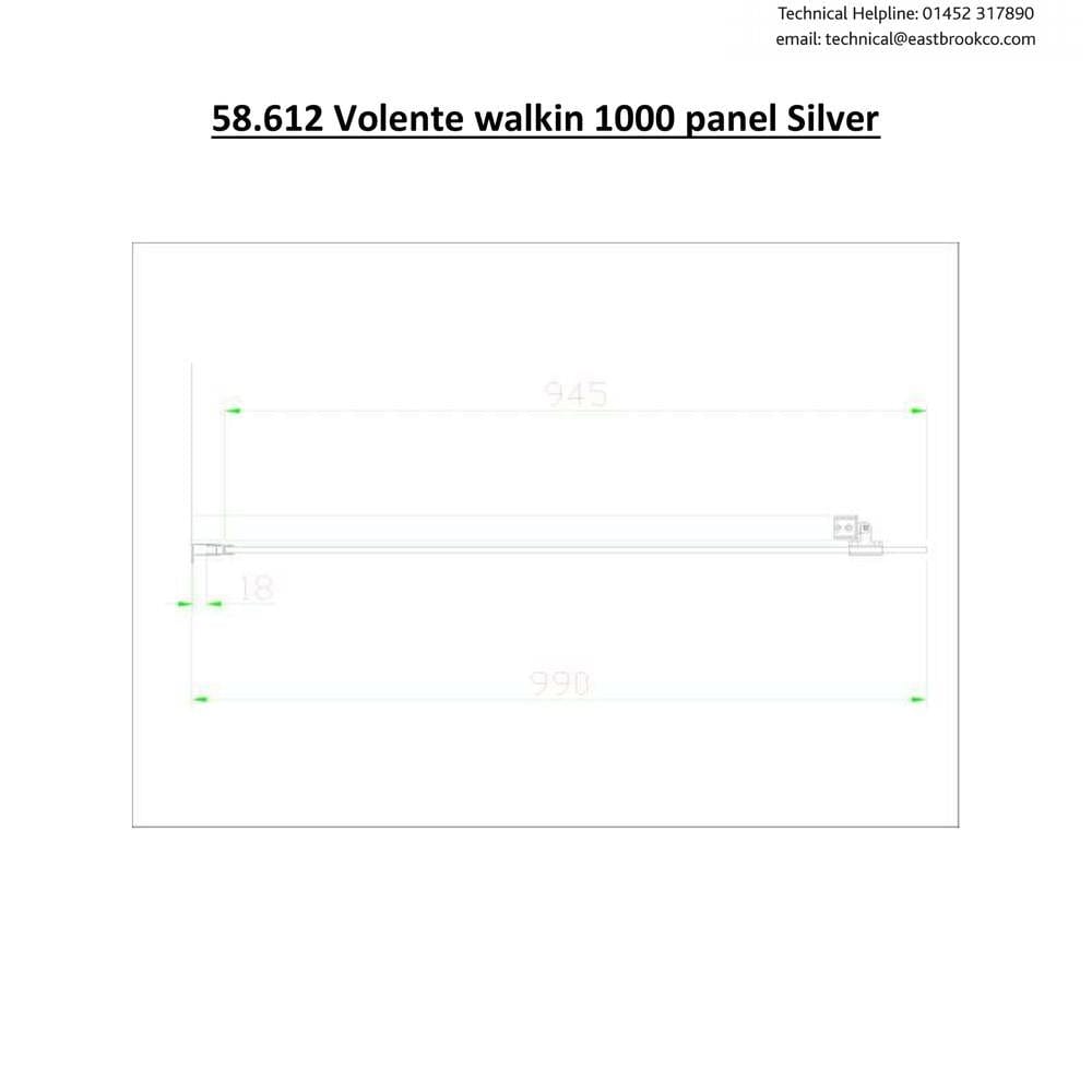 Eastbrook Side Panel 1000mm Eastbrook Volente Frameless Side Panel in Polished Chrome