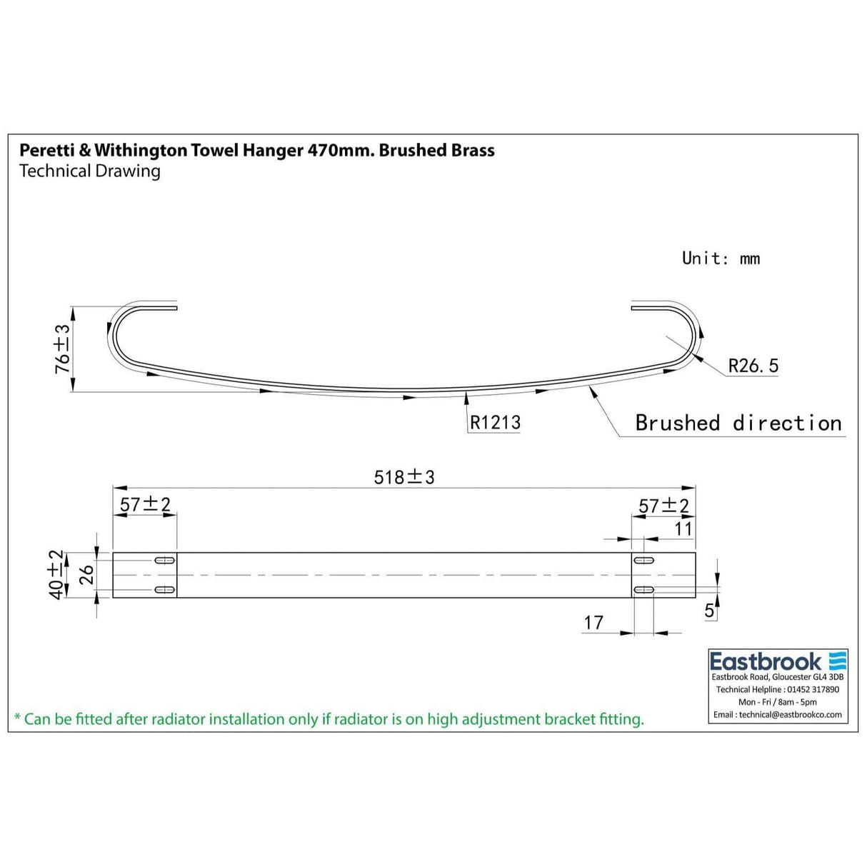 Eastbrook Radiator Towel Hangers Eastbrook Peretti/Withington Towel Hanger