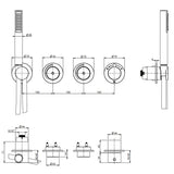 UK Bathroom Store Concealed Shower Set Crosswater Module Plus Push Shower Set 2 - 2 Outlet with Revive Steel Overhead and Pencil Handset