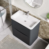 Aquarius Bathrooms Floor Standing Vanity Unit Aquarius Seren 800mm Floor Standing Two Drawer Vanity Unit with Basin in Soft Black