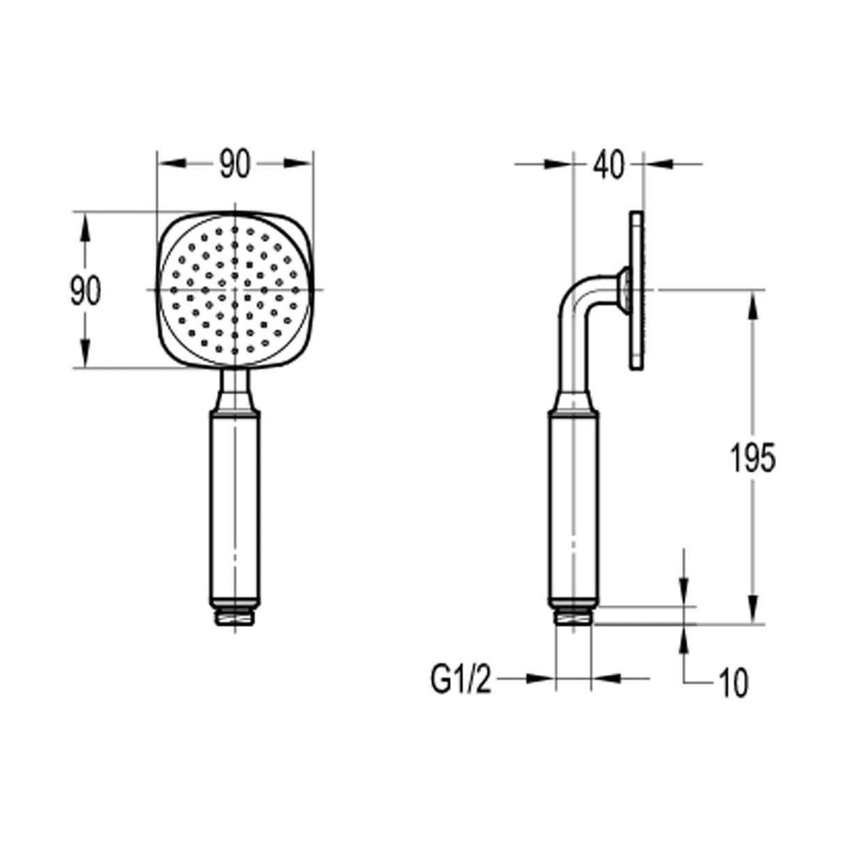 Flova Shower Handset Flova Square Pressure Boost Shower Handset