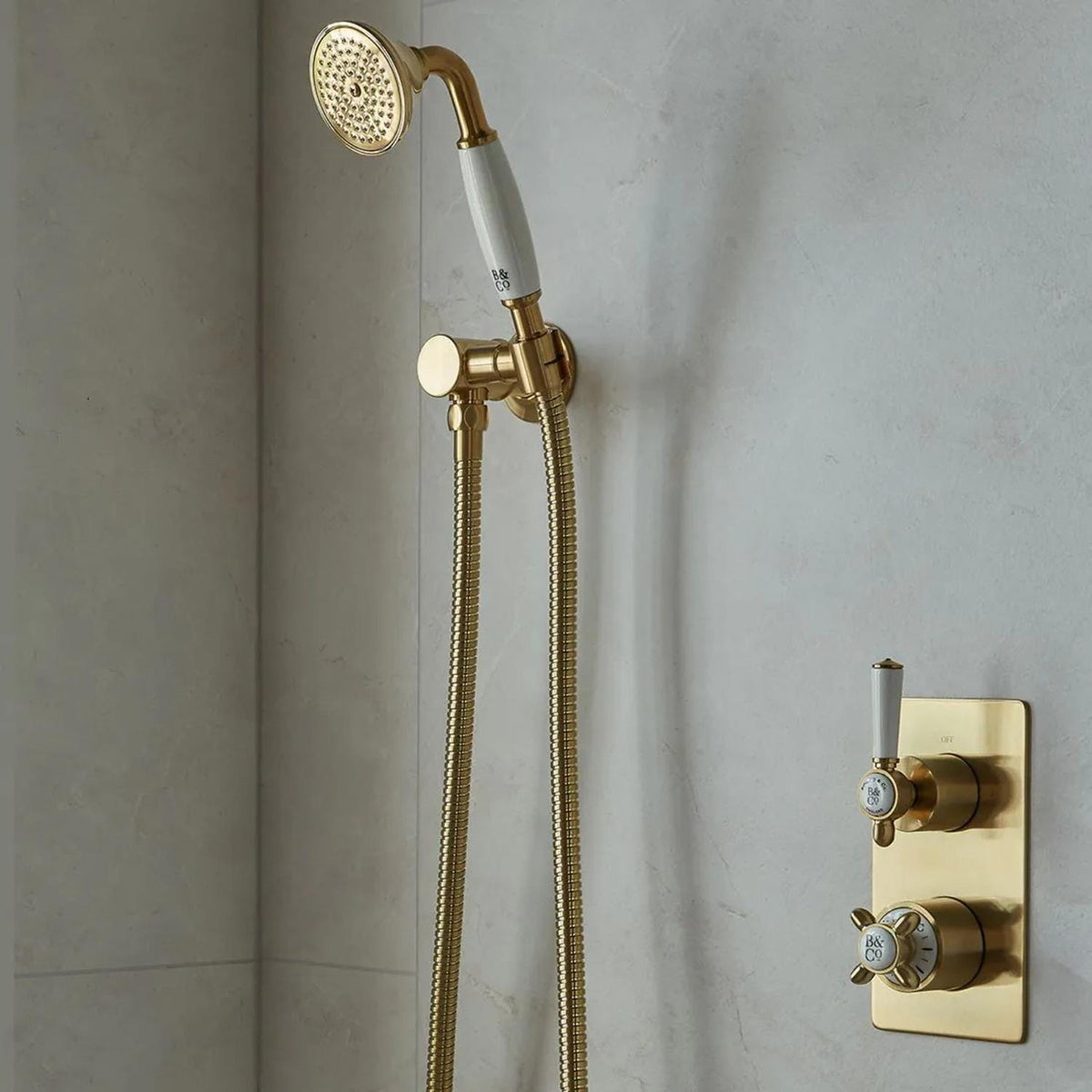 Vado Shower Handset Booth & Co. Axbridge Single Function Shower Handset with Hose, and Intergrated Outlet and Bracket