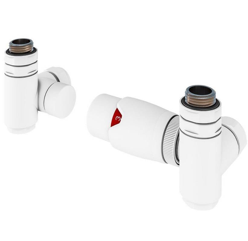 Eastbrook Radiator Valve Matt White Eastbrook Corner TVR Duel Fuel Radiator Valve and Lockshield