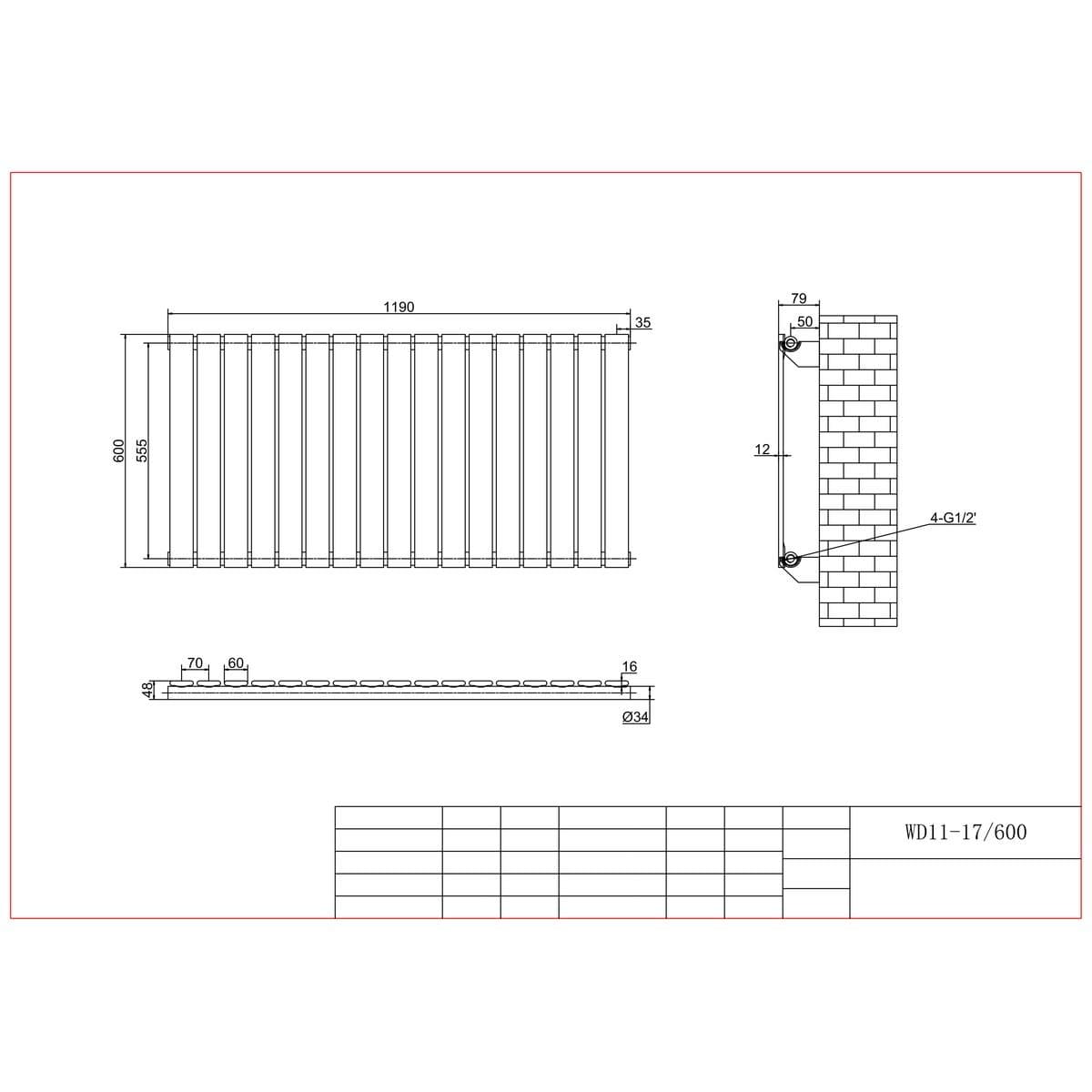 Aquarius Bathrooms Panel Radiator Aquarius Flat Panel Single Horizontal Radiator