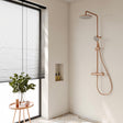 Flova Exposed Shower Set Brushed Bronze Flova Linea Exposed Thermostatic Shower Valve Set with Adjustable Riser, Rainshower Head and Handset