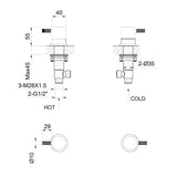 Imex Bath Mixer Imex Ravine Deck Mounted Cold/Hot Shut Off Valves