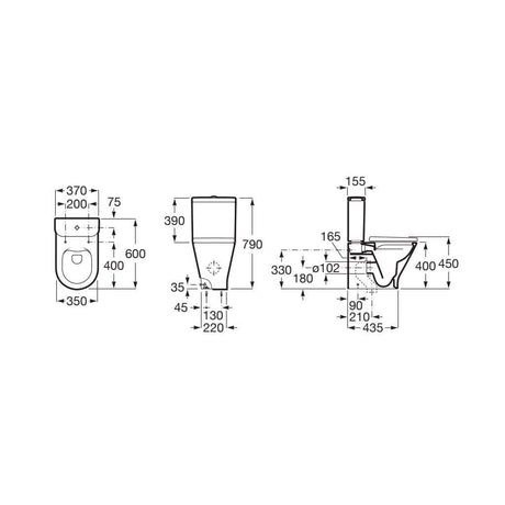Roca Close Coupled Toilet Roca The Gap Round Compact Close Coupled Back to Wall Rimless Toilet with Soft Close Seat