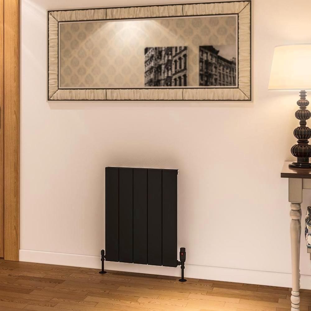 Eastbrook Panel Radiator 600 x 470 / Dual Fuel Eastbrook Rosano Straight Horizontal Aluminium Radiator  in Matt Black