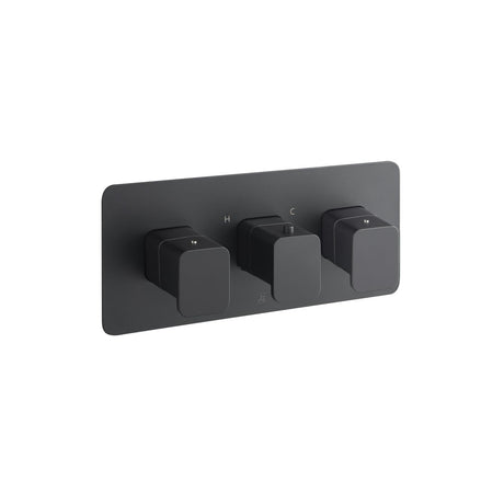 JTP Concealed Shower Valve Matt Black JTP HIX 3 Outlet, 3 Handle Horizontal Thermostatic Concealed Shower Valve