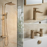 Aquarius Bathrooms Exposed Shower Set Aquarius Hydro Complete Shower Brassware Pack with Basin Mixer, Bath Mixer & Round Exposed Shower