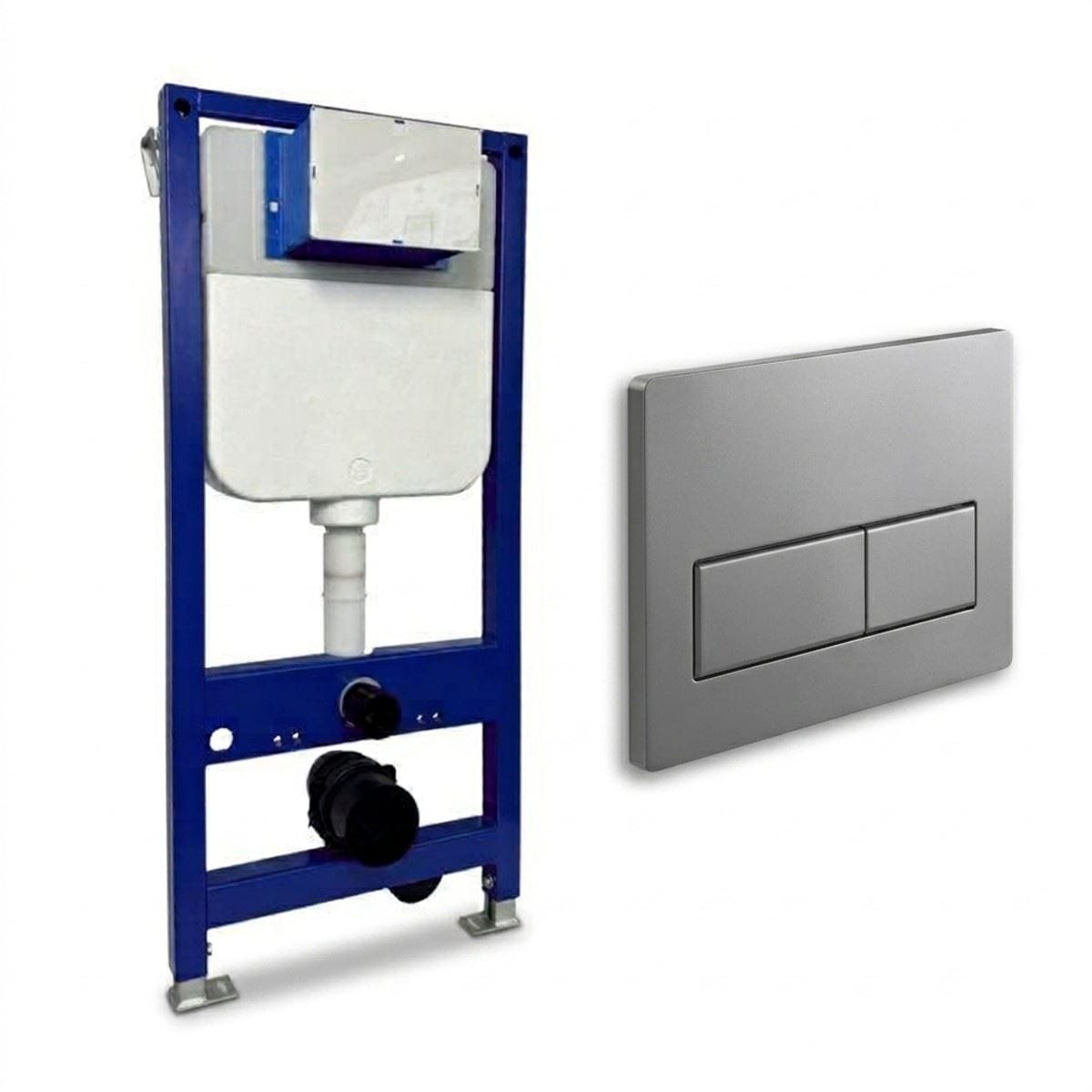Aquarius Bathrooms Wall Hung WC Frame Chrome / Square Buttons Aquarius Urbano 1080mm Frame and Cistern with Flush Plate