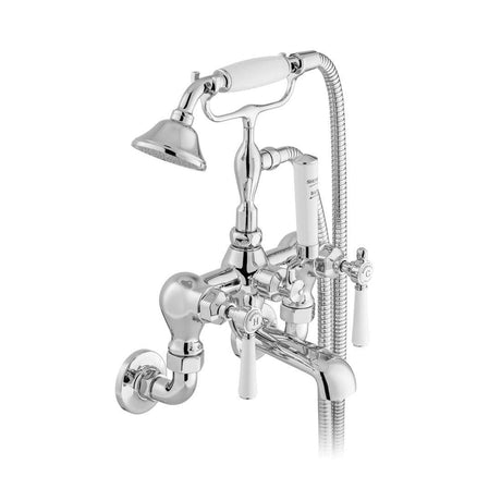 Vado Bath Shower Mixer Chrome Booth & Co. Axbridge Lever Wall Mounted Bath Shower Mixer with Traditional Shower Handset